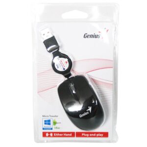 mouse genius retractil micro traveler usb negro para laptop