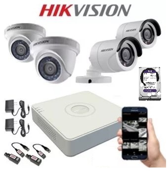 kit 4 camaras de seguridad hikvision 720p con disco duro