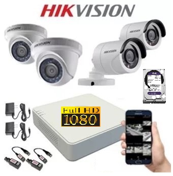kit 4 camaras de seguridad hikvision 1080p con disco duro