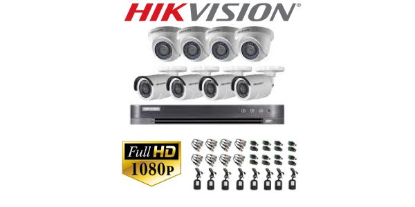 kit Hikvision de 8 camaras de seguridad 1080p