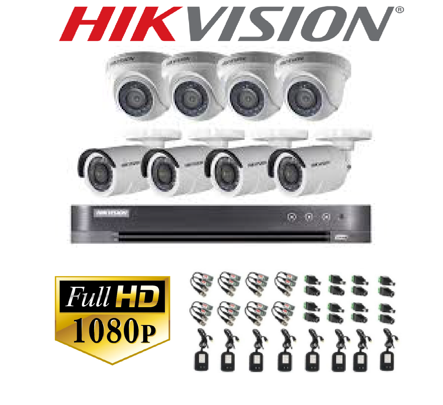kit hikvision de 8 camaras de seguridad 1080p